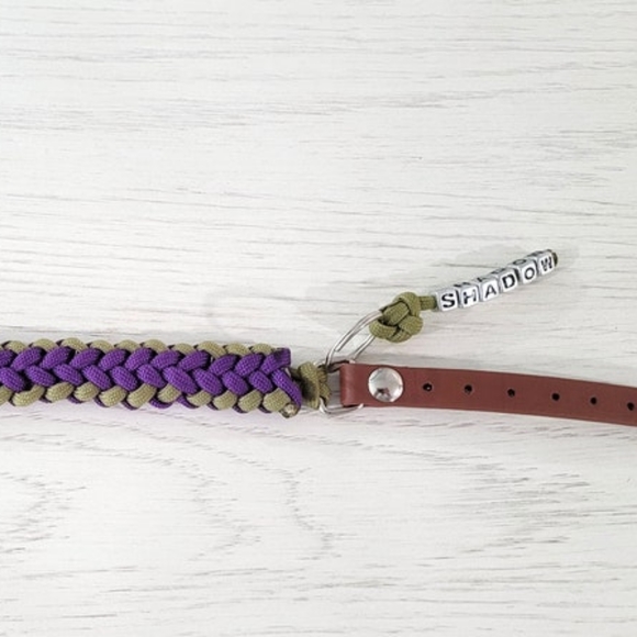 1/2" Paracord Dog Collar with Biothane Adjustable Adapter - Green and Purp - Picture 7 of 7